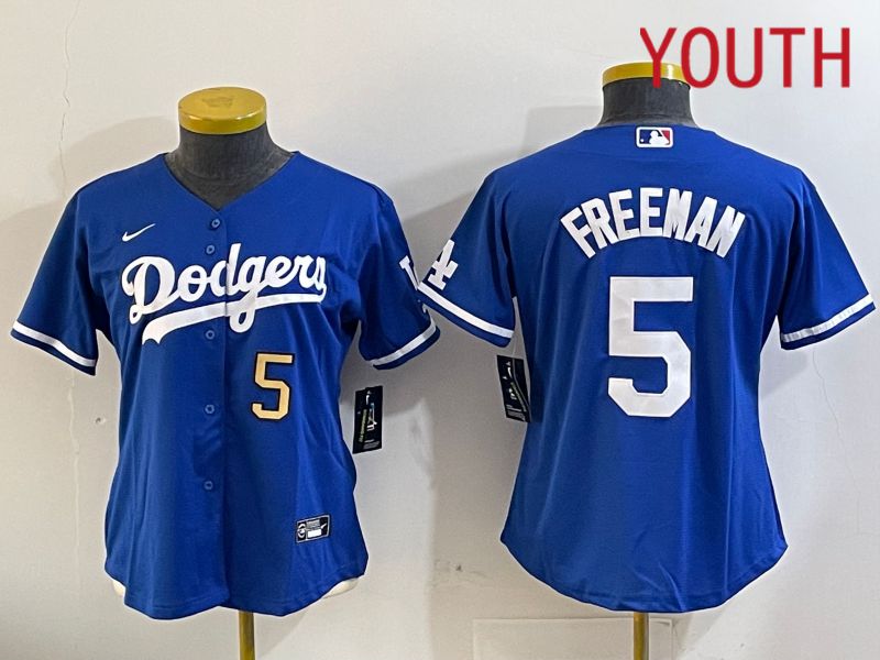 Youth Los Angeles Dodgers #5 Freeman Blue Game 2024 Nike MLB Jersey style 1120->youth mlb jersey->Youth Jersey
